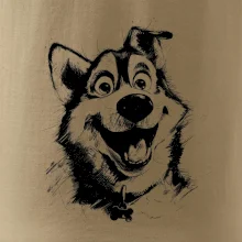 Čiernobiela karikatúra husky