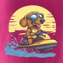 Jazvečík na vodnom skútri