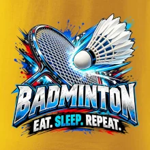 Bedmintonová raketa s košíčkom eat sleep repeat