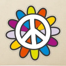 Peace symbol s kreslenou kvetinou
