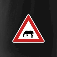 Dopravná značka - Pozor pasúci sa kôň