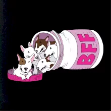 Bullterrier Friends Forever ružové (Pecka design)