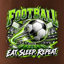 Futbalová lopta a štadión eat sleep repeat