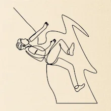 Lezec na skale jedným ťahom