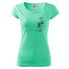 Kreslený rybár na pni