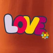 Love nápis s kvetinou