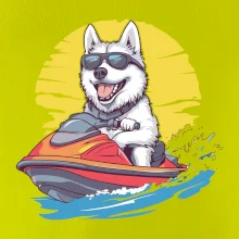 Husky na vodnom skútri