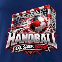 Hádzanárska lopta v bránke eat sleep repeat