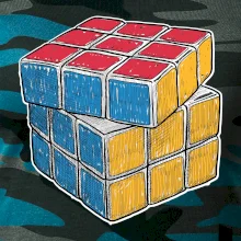 Rubikova kocka kreslená