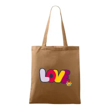 Love nápis s kvetinou