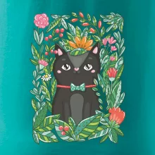 Mačka s kvetmi maľované