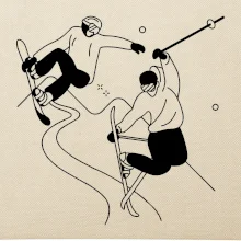 Lyžovanie - kreslené obrázok