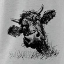 Čiernobiela karikatúra čierna krava hlava