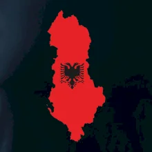 Albánsko mapa a znak Albánsko mapa a znak