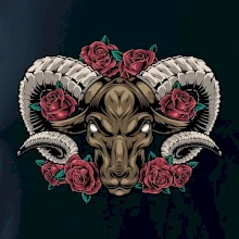 Hlava barana s ružami