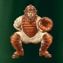 Baseballový catcher retro rytina