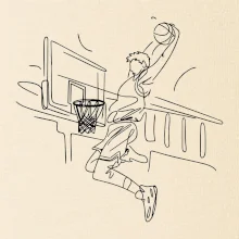 Basketbalista jedným ťahom - výskok