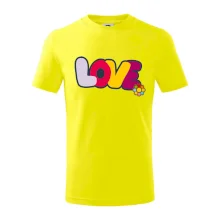 Love nápis s kvetinou