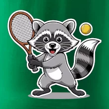 Mýval hrá tenis kreslený