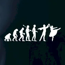 Evolúcia tanec - muž a žena so sukňou