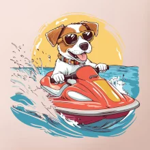 Jack russell teriér na vodnom skútri