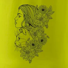 Žena a kočka - kreslená