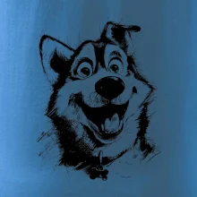 Čiernobiela karikatúra husky