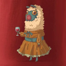 Alpaka s vínom žena