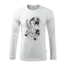 Japonsko - žena s červenými ústami Japonsko - žena s červenými ústami