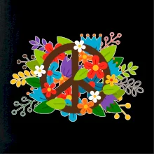 Peace symbol prerastený kvetinami