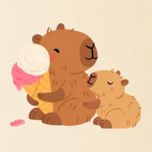 Kapybara so zmrzlinou