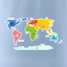 Svetové kontinenty s názvami a zvieratkami