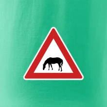 Dopravná značka - Pozor pasúci sa kôň