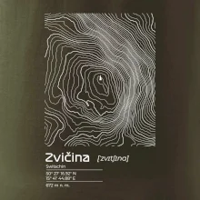 Zvičina - vrstevnice v obdĺžniku