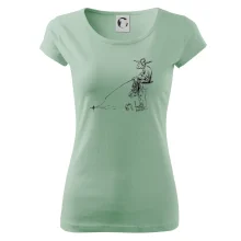 Kreslený rybár na pni