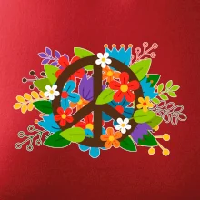 Peace symbol prerastený kvetinami