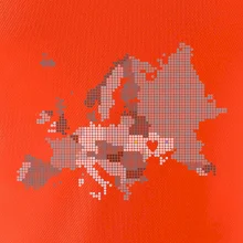 Mapa Európy - srdce v Ukrajine