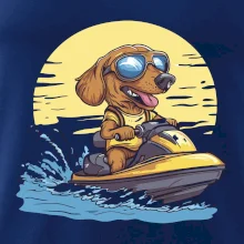 Jazvečík na vodnom skútri