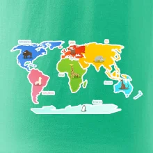 Svetové kontinenty s názvami a zvieratkami