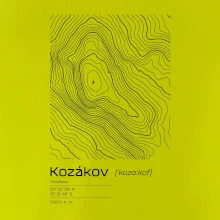 Kozákov - vrstevnice v obdĺžniku