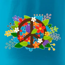 Peace symbol prerastený kvetinami