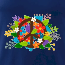 Peace symbol prerastený kvetinami