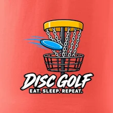 Discgolfový kôš s letiacim diskom eat sleep repeat