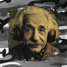 Albert Einstein so slúchadlami