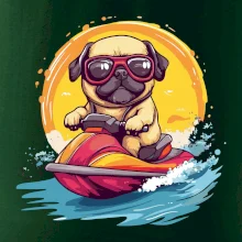 Mops na vodnom skútri