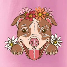 Americký stafordšírsky teriér hlava s kvetinami