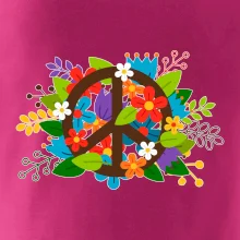 Peace symbol prerastený kvetinami