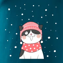 Mačka v zimnej čiapke