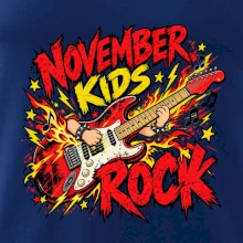 Rocková listopadová kytara s dětskými rukama