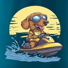 Jazvečík na vodnom skútri